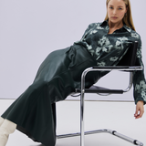 Vegan Leather Panelled Skirt - Emerald