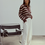 Rugby Knit Jumper - Cappuccino & Ecru Stripe