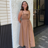 Gathered Midi Dress - Copper