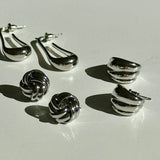 Rippled Drop Earring - Silver