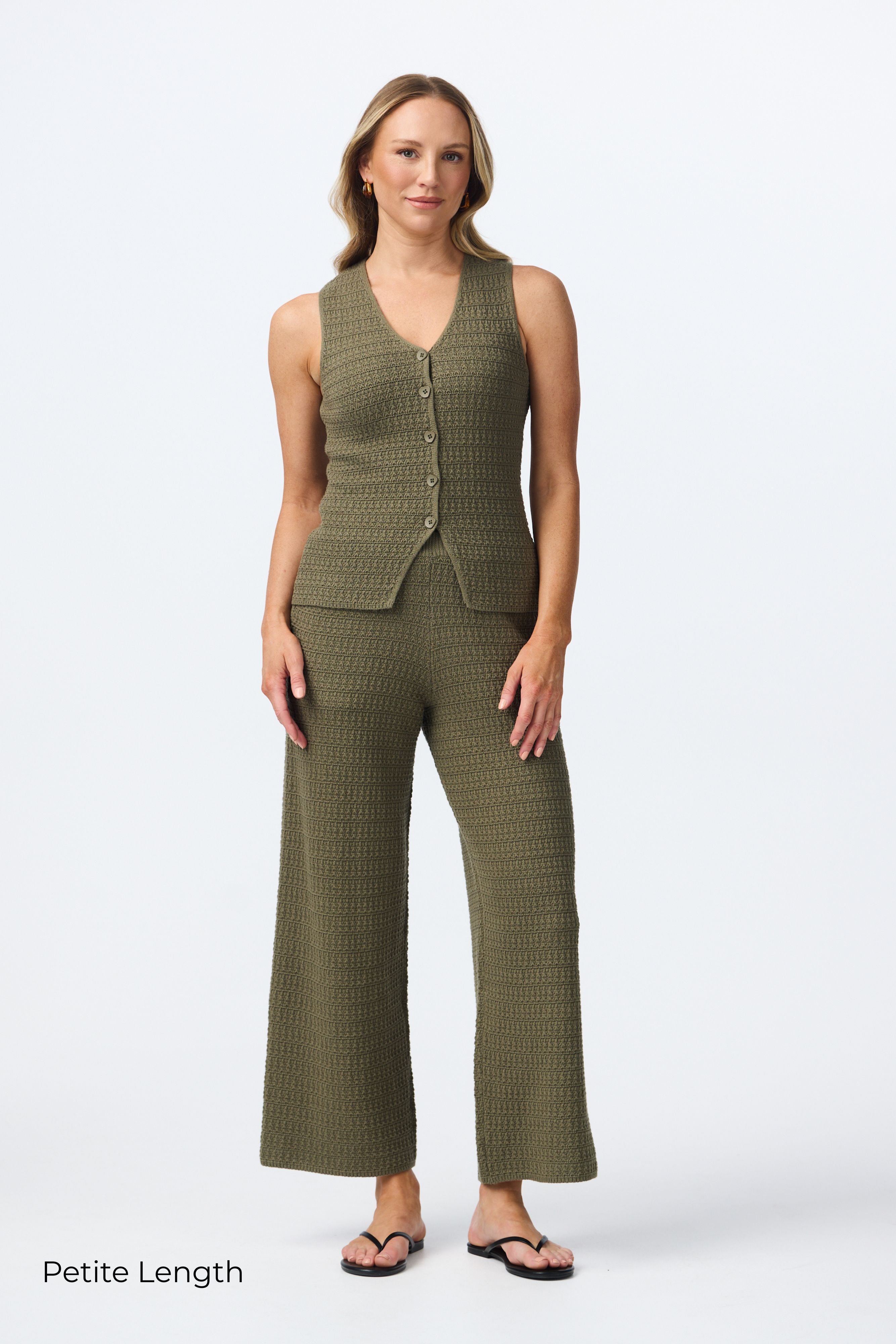 Textured Knit Pant - Khaki