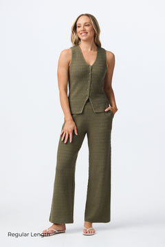 Textured Knit Pant - Khaki