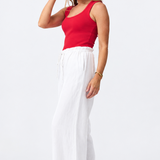 Paperbag Wide Leg Pant - White