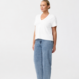 V Neck Relaxed T-Shirt - White (Pre Order)
