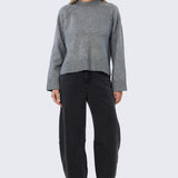 Mock Neck Knit Jumper - Grey
