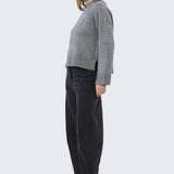 Mock Neck Knit Jumper - Grey