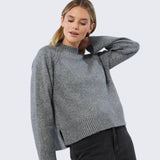 Mock Neck Knit Jumper - Grey