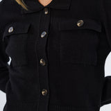 Pocket Knit Cardigan - Black