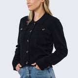 Pocket Knit Cardigan - Black