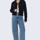 Pocket Knit Cardigan - Black