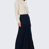 Pocket Knit Midi Skirt - Navy