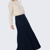 Pocket Knit Midi Skirt - Navy