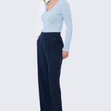 Tailored Pintuck Pants - Navy