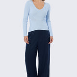 Tailored Pintuck Pants - Navy