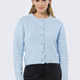 Textured Knit Cardigan - Sky Blue Marl