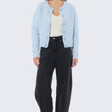 Textured Knit Cardigan - Sky Blue Marl