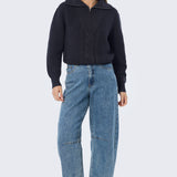 Half Zip Knit Jumper - Charcoal