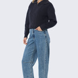 Half Zip Knit Jumper - Charcoal
