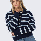 Rugby Knit Jumper - Navy & Sky Blue Stripe