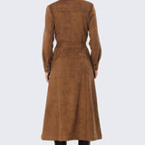 Vegan Suede Shirt Dress - Camel