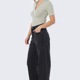 Gathered V Neck Top - Sage Marl