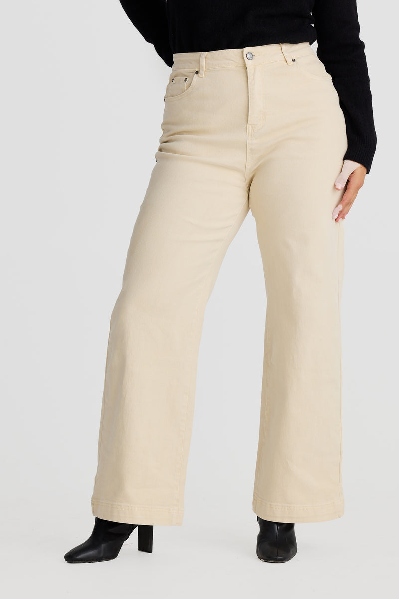 Core Wide Leg Denim Jean - Sandstone – Serafina