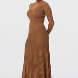 V-Neck Knit Top - Caramel