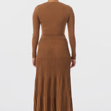V-Neck Knit Top - Caramel