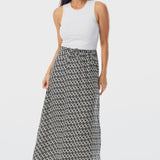 Drawstring Slip Skirt - Charcoal Geo