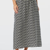 Drawstring Slip Skirt - Charcoal Geo