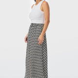 Drawstring Slip Skirt - Charcoal Geo