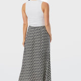 Drawstring Slip Skirt - Charcoal Geo