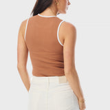 Contrast Ribbed Tank - Copper