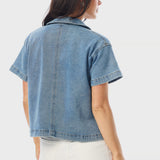 Denim Short Sleeve Top - Blue Wash