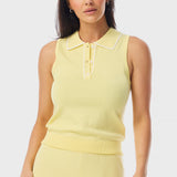 Knit Polo Tank - Limoncello