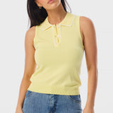 Knit Polo Tank - Limoncello