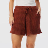 Crochet Knit Shorts - Brick Red