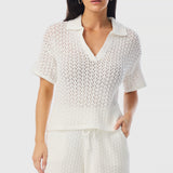 Crochet Fold Collar Knit - White