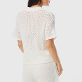 Crochet Fold Collar Knit - White