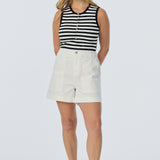 Denim Patch Pocket Shorts - White