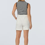 Denim Patch Pocket Shorts - White