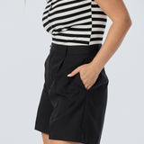 Pleat Front Shorts - Black