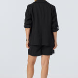 Adjustable Sleeve Blazer - Black