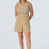 Pleat Front Shorts - Biscotti