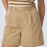 Pleat Front Shorts - Biscotti