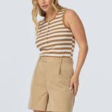 Pleat Front Shorts - Biscotti