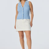 Sleeveless Buttoned Knit Top - Azure Blue Marl (Pre Order)