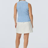Sleeveless Buttoned Knit Top - Azure Blue Marl (Pre Order)
