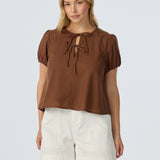 Double Tie Front Top - Walnut (Pre Order)