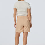 Pleat Front Shorts - Dusty Peach